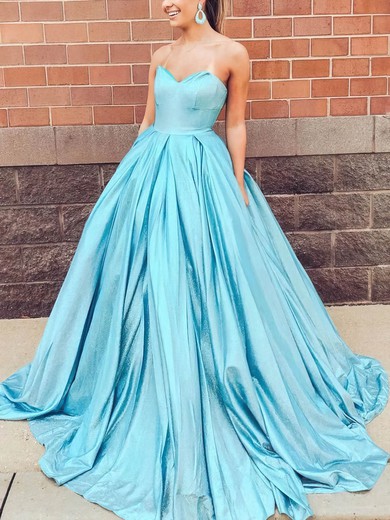 Ball Gown Strapless Silk-like Satin Sweep Train Prom Dresses #Favs020108468