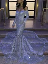 Trumpet/Mermaid Off-the-shoulder Sequined Sweep Train Prom Dresses #Favs020108359