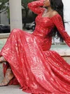 Trumpet/Mermaid Off-the-shoulder Sequined Sweep Train Prom Dresses #Favs020108359