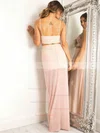 Sheath/Column V-neck Chiffon Floor-length Split Front Prom Dresses #Favs020105326