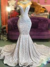 Trumpet/Mermaid Scoop Neck Sequined Sweep Train Prom Dresses #Favs020108547