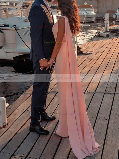 Sheath/Column One Shoulder Stretch Crepe Ankle-length Sequins Prom Dresses #Favs020108560