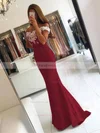 Trumpet/Mermaid Off-the-shoulder Silk-like Satin Sweep Train Appliques Lace Prom Dresses #Favs020103721