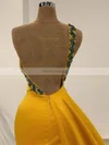 Sheath/Column One Shoulder Silk-like Satin Sweep Train Beading Prom Dresses #Favs020108615