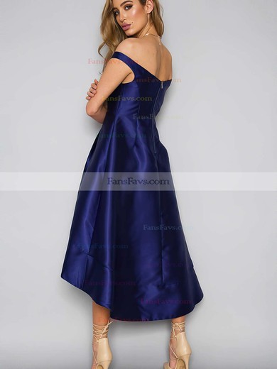 A-line Off-the-shoulder Satin Asymmetrical Pockets Prom Dresses #Favs020105378