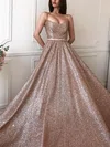 Ball Gown Square Neckline Glitter Sweep Train Sashes / Ribbons Prom Dresses #Favs020108632