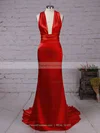 Trumpet/Mermaid V-neck Silk-like Satin Court Train Prom Dresses #Favs020103723