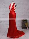 Trumpet/Mermaid V-neck Silk-like Satin Court Train Prom Dresses #Favs020103723