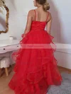 Ball Gown V-neck Satin Glitter Sweep Train Beading Prom Dresses #Favs020108694