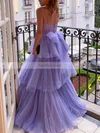A-line Sweetheart Tulle Sweep Train Bow Prom Dresses #Favs020108697