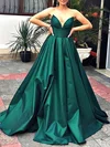 A-line Strapless Satin Sweep Train Prom Dresses #Favs020108713