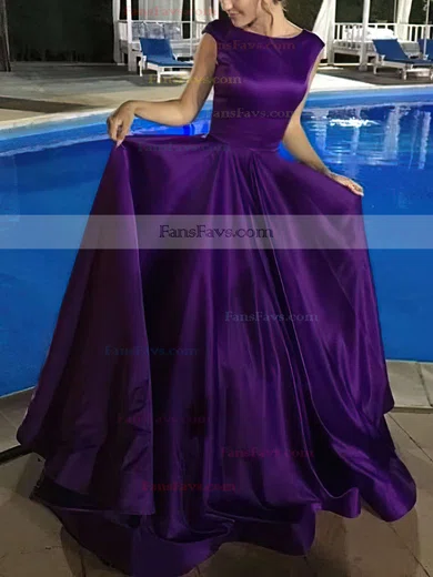 Ball Gown Scoop Neck Satin Floor-length Prom Dresses #Favs020105408