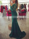Trumpet/Mermaid Off-the-shoulder Lace Silk-like Satin Sweep Train Sashes / Ribbons Prom Dresses #Favs020103731
