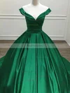 Ball Gown Off-the-shoulder Satin Sweep Train Prom Dresses #Favs020108775