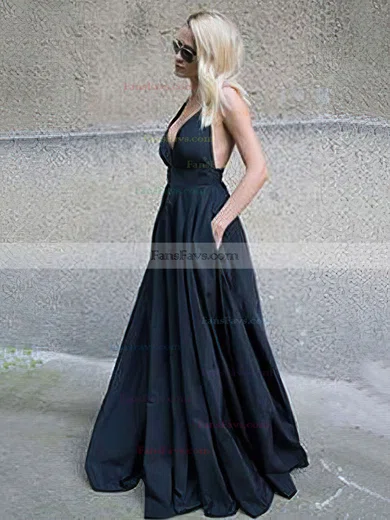 Ball Gown V-neck Satin Floor-length Pockets Prom Dresses #Favs020105455
