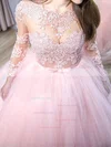 Ball Gown Scoop Neck Tulle Sweep Train Appliques Lace Prom Dresses #Favs020108815