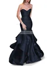 Trumpet/Mermaid Sweetheart Satin Sweep Train Cascading Ruffles Prom Dresses #Favs020105471