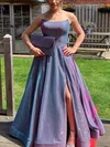 A-line Strapless Glitter Sweep Train Split Front Prom Dresses #Favs020108841