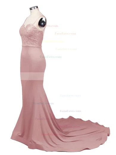 Trumpet/Mermaid Sweetheart Jersey Court Train Appliques Lace Prom Dresses #Favs020103733