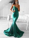 Trumpet/Mermaid V-neck Silk-like Satin Sweep Train Prom Dresses #Favs020105487