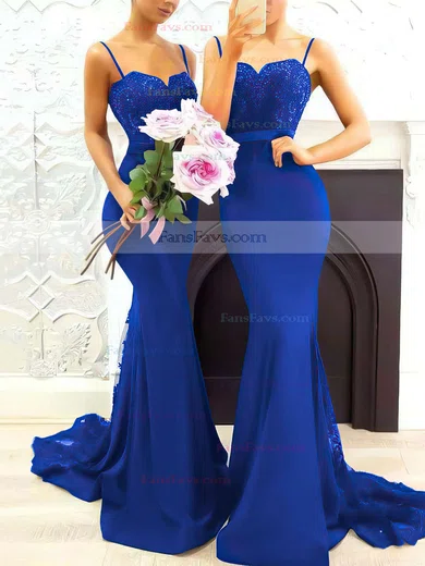 Trumpet/Mermaid Sweetheart Silk-like Satin Sweep Train Appliques Lace Prom Dresses #Favs020105493