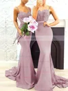 Trumpet/Mermaid Sweetheart Silk-like Satin Sweep Train Appliques Lace Prom Dresses #Favs020105493