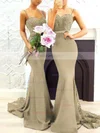 Trumpet/Mermaid Sweetheart Silk-like Satin Sweep Train Appliques Lace Prom Dresses #Favs020105493