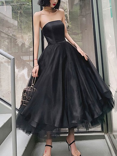 A-line Strapless Tulle Ankle-length Homecoming Dresses #Favs020110273