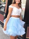 A-line Off-the-shoulder Organza Lace Short/Mini Homecoming Dresses With Beading #Favs020110519