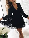 A-line V-neck Lace Short/Mini Homecoming Dresses #Favs020110536