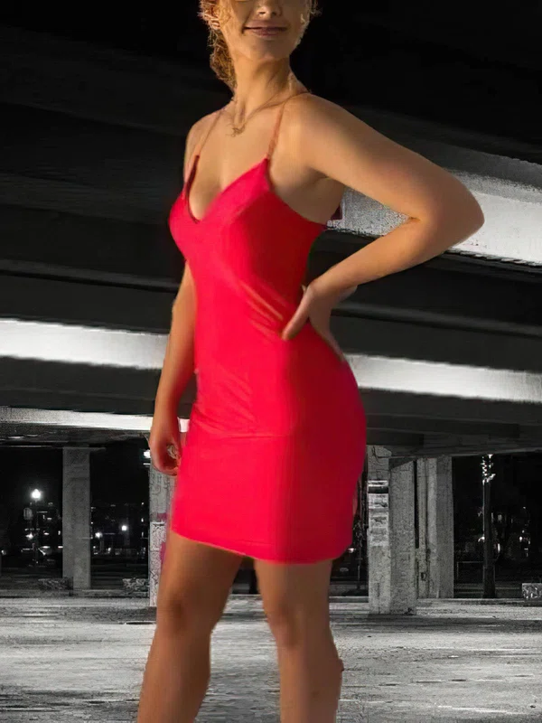 Sheath/Column V-neck Jersey Short/Mini Homecoming Dresses #Favs020110329