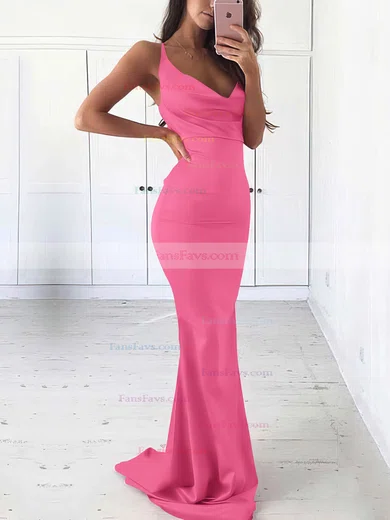 Sheath/Column Cowl Neck Silk-like Satin Sweep Train Prom Dresses #Favs020105542