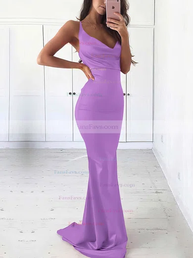 Sheath/Column Cowl Neck Silk-like Satin Sweep Train Prom Dresses #Favs020105542