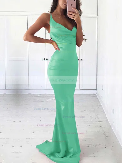 Sheath/Column Cowl Neck Silk-like Satin Sweep Train Prom Dresses #Favs020105542