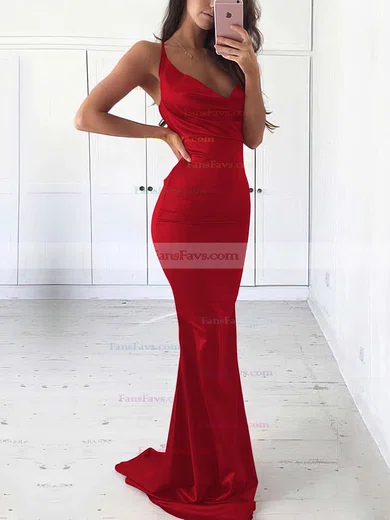 Sheath/Column Cowl Neck Silk-like Satin Sweep Train Prom Dresses #Favs020105542