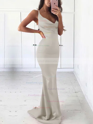 Sheath/Column Cowl Neck Silk-like Satin Sweep Train Prom Dresses #Favs020105542