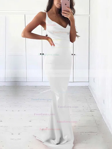 Sheath/Column Cowl Neck Silk-like Satin Sweep Train Prom Dresses #Favs020105542