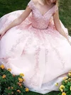 Princess V-neck Tulle Floor-length Beading Prom Dresses #Favs020105561