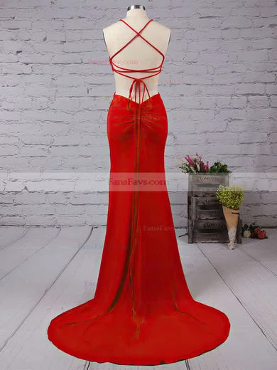 Trumpet/Mermaid Scoop Neck Jersey Sweep Train Prom Dresses #Favs020104329