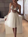 A-line V-neck Tulle Sequined Short/Mini Homecoming Dresses #Favs020110455