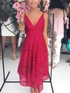 A-line V-neck Lace Tea-length Homecoming Dresses #Favs020110457