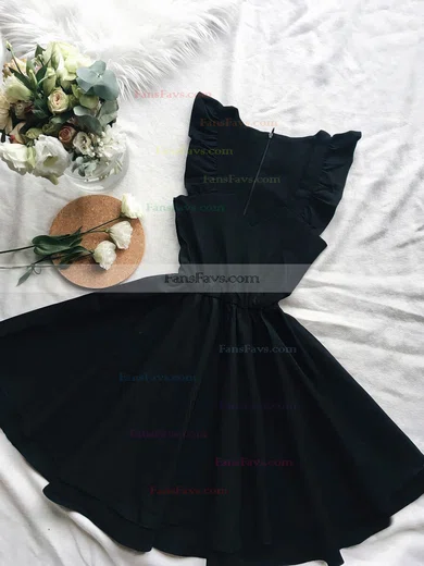 A-line V-neck Stretch Crepe Short/Mini Homecoming Dresses With Tiered #Favs020110463