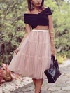 A-line Off-the-shoulder Tulle Tea-length Homecoming Dresses #Favs020110471