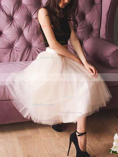 A-line Scoop Neck Tulle Knee-length Homecoming Dresses With Beading #Favs020110474