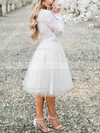 A-line Scoop Neck Lace Tulle Knee-length Homecoming Dresses With Appliques Lace #Favs020110476