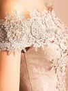 A-line Off-the-shoulder Lace Tulle Short/Mini Homecoming Dresses With Beading #Favs020110480