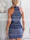Sheath/Column High Neck Lace Short/Mini Homecoming Dresses #Favs020110486