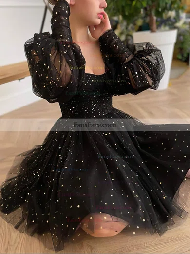 A-line Square Neckline Tulle Short/Mini Homecoming Dresses #Favs020110508