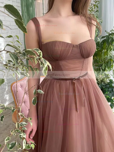 A-line Sweetheart Tulle Ankle-length Homecoming Dresses With Sashes / Ribbons #Favs020110510