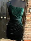 Sheath/Column One Shoulder Velvet Short/Mini Homecoming Dresses With Ruffles #Favs020109815